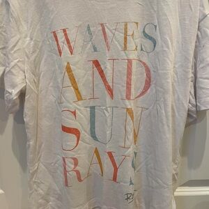Roxy White Tee with Multicolor Text
